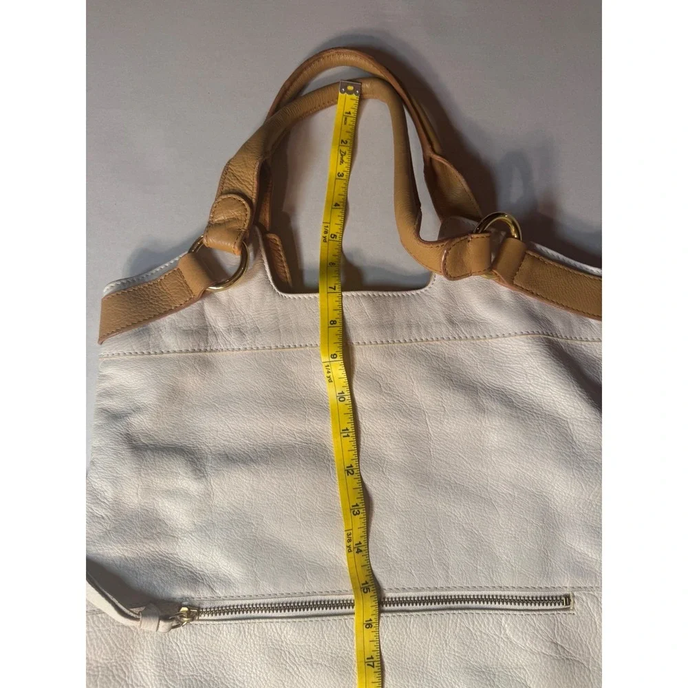 Margot Cream Tan Pebbled Genuine Leather Hobo Tote Bag Gold Hardware Large